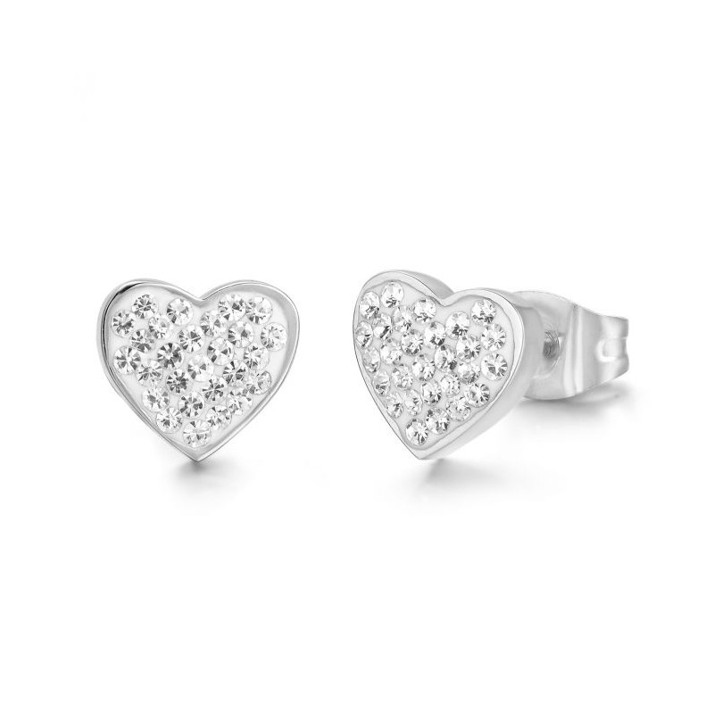 Orecchini Luca Barra OK959 In Acciaio A Cuore Con Strass