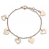 Bracciale donna in acciaio dorato con cuori Luca Barra BK2006