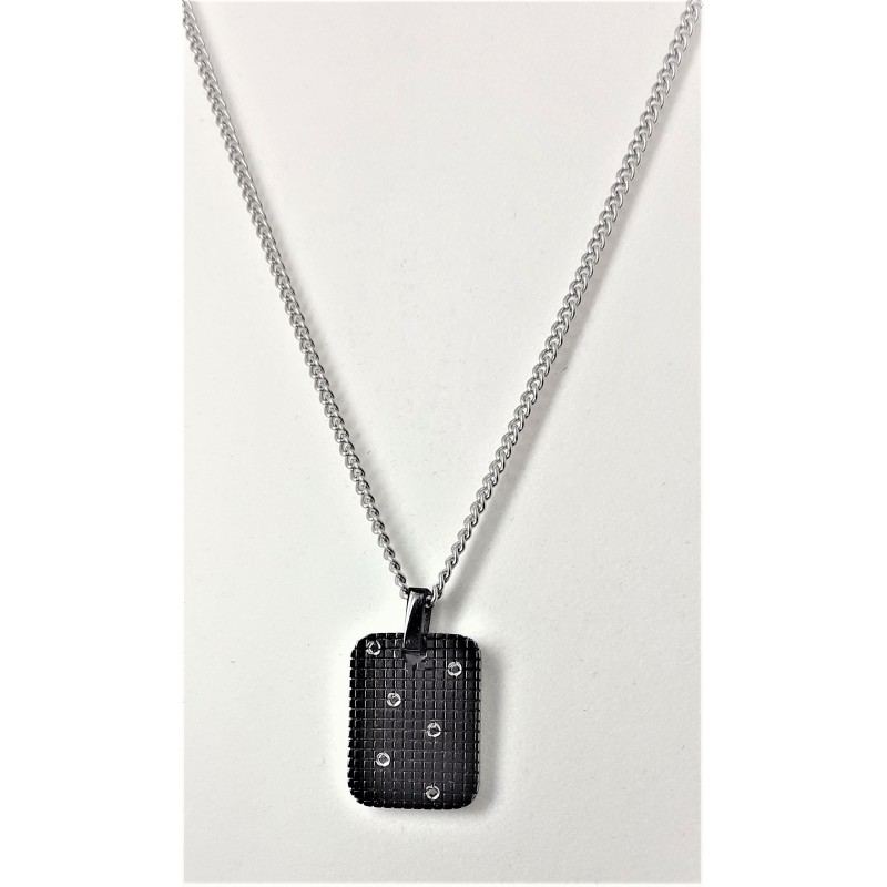 Collana uomo in acciaio con piastra nera Chance SU0107