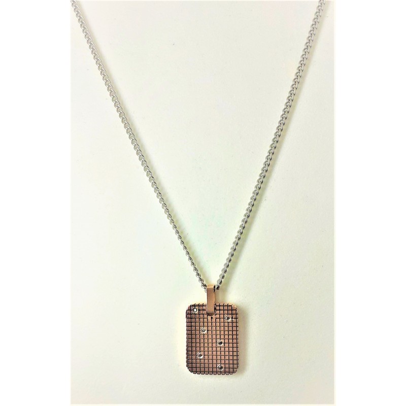 Collana uomo in acciaio con piastra rosè Chance SU0112