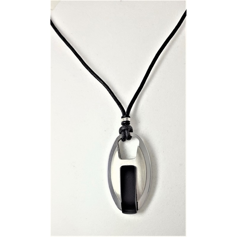 Collana uomo in filo cerato e pendente acciaio Manuel Zed U2191.2B62