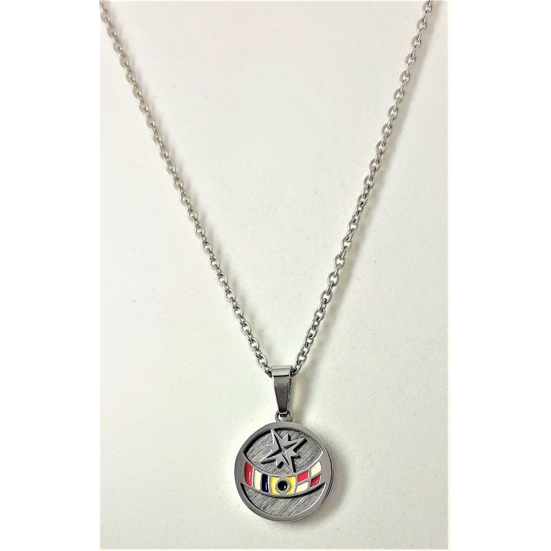 Collana uomo in acciaio con pendente rosa dei venti Cloe C386
