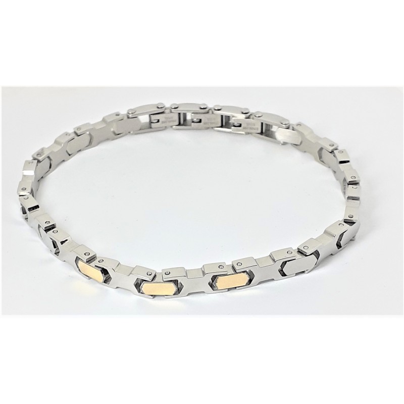 Bracciale uomo in acciaio con riporti in oro 69 Jewels ACIB0059