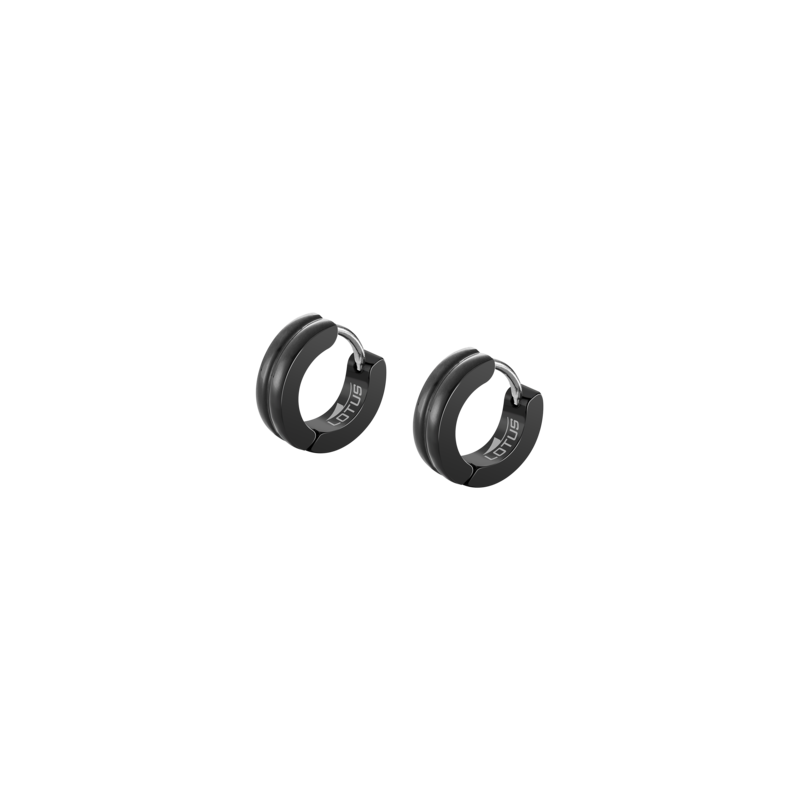 Orecchini uomo a cerchio in acciaio ip nero Lotus Style LS2156/4/2