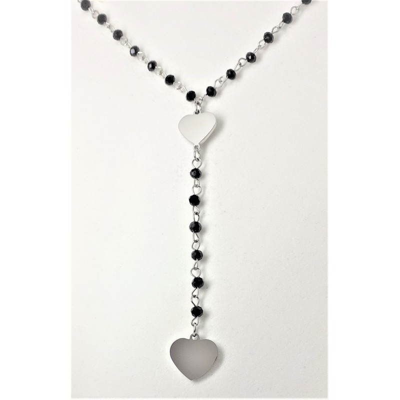 Collana donna lunga in acciaio con cuori THINKpositive TPC6042
