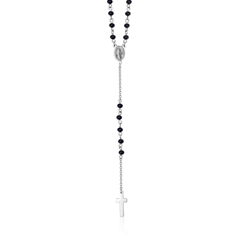 Collana rosario unisex con cristalli neri Luca Barra CL185