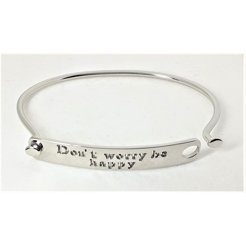 Bracciale rigido con scritta "Dont's worry be happy" Ananda Steel And Co AXBR09