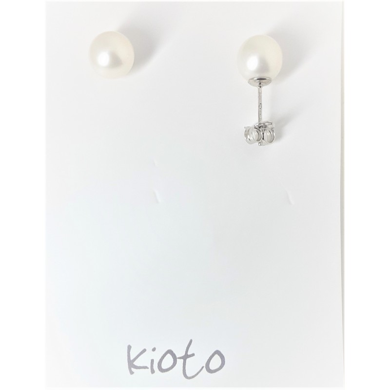 Orecchini a lobo in oro bianco con perle Kioto 302B