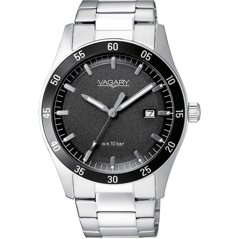 Orologio Uomo Vagary by Citizen IB8-119-51 In Acciaio Con Quadrante Nero