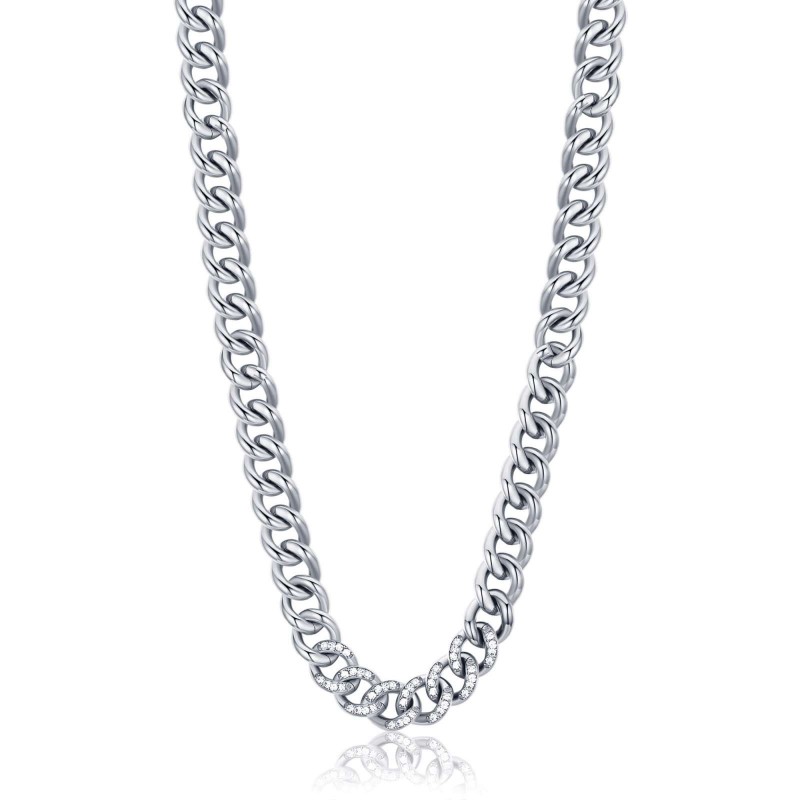 Collana donna maglia grumettone con strass Luca Barra CK1560