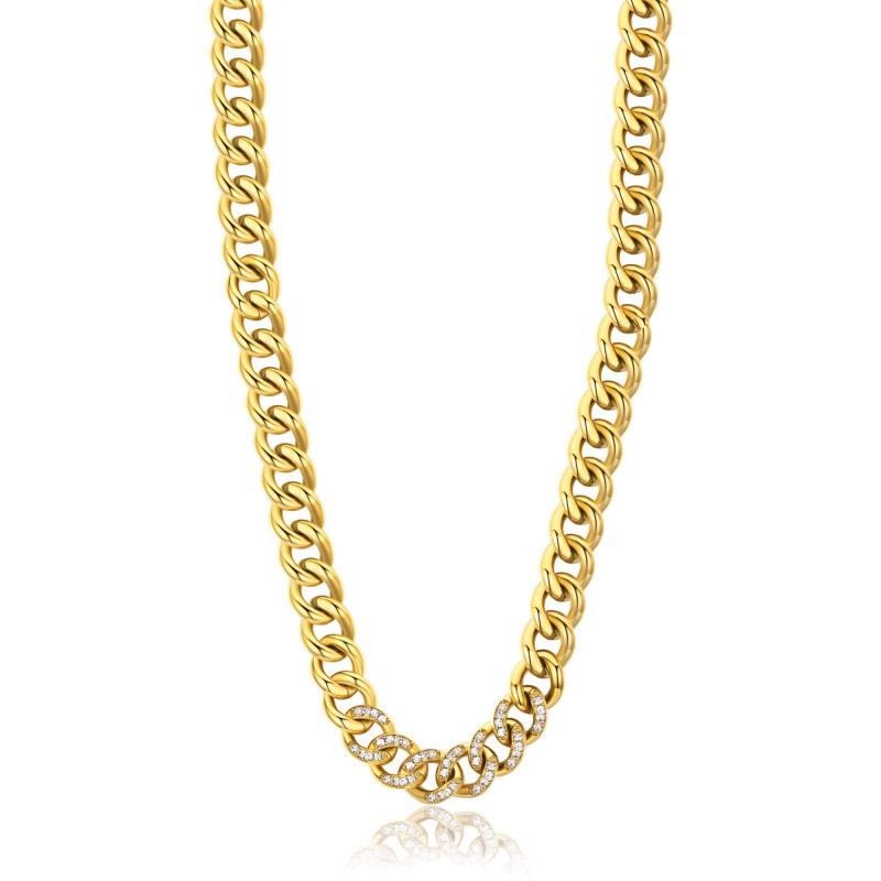 Collana donna in acciaio dorato a catena Luca Barra CK1561