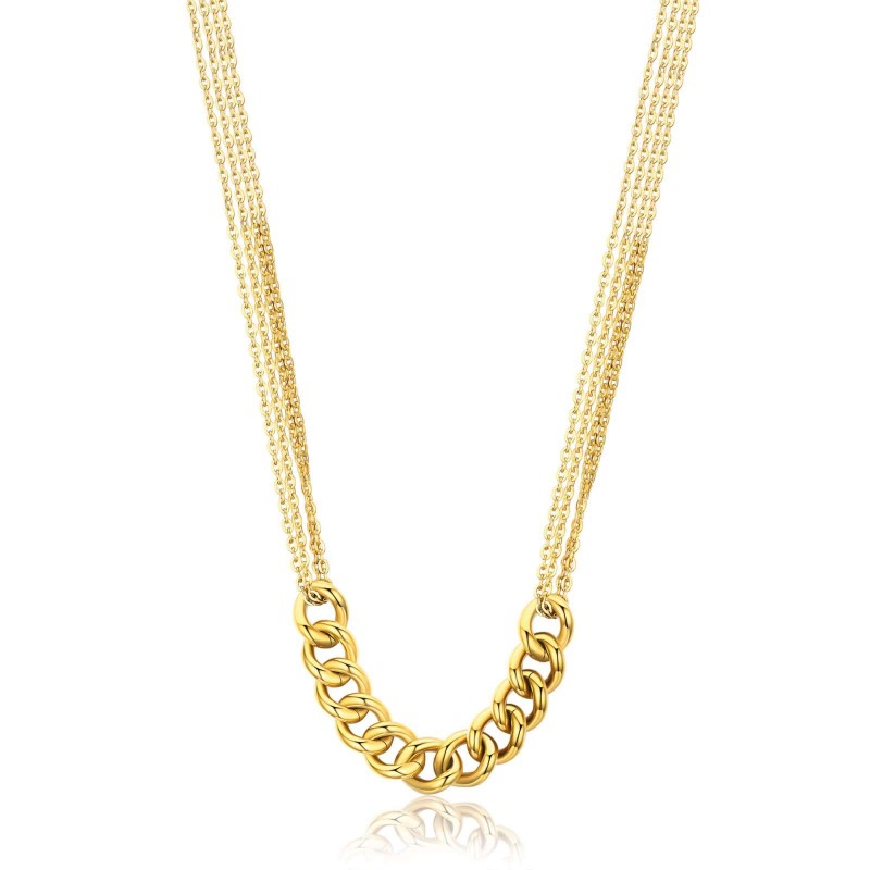 Collana donna a catena in acciaio dorato Luca Barra CK1563