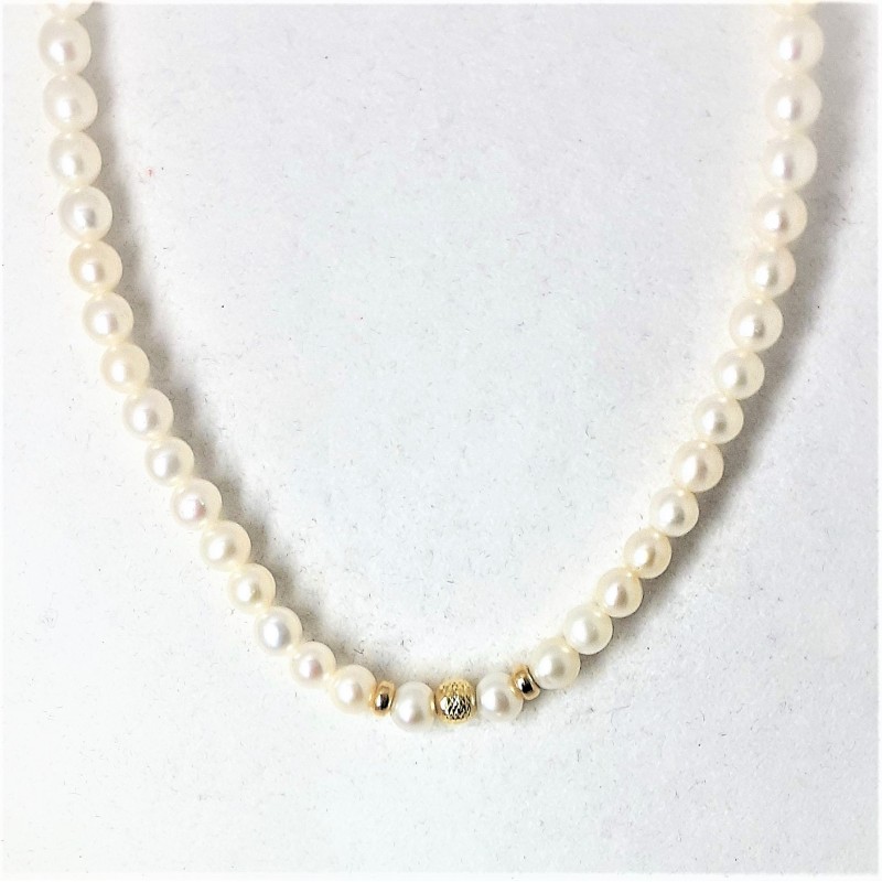 Collana donna in perle di acqua dolce con centrali in oro Kioto 167A