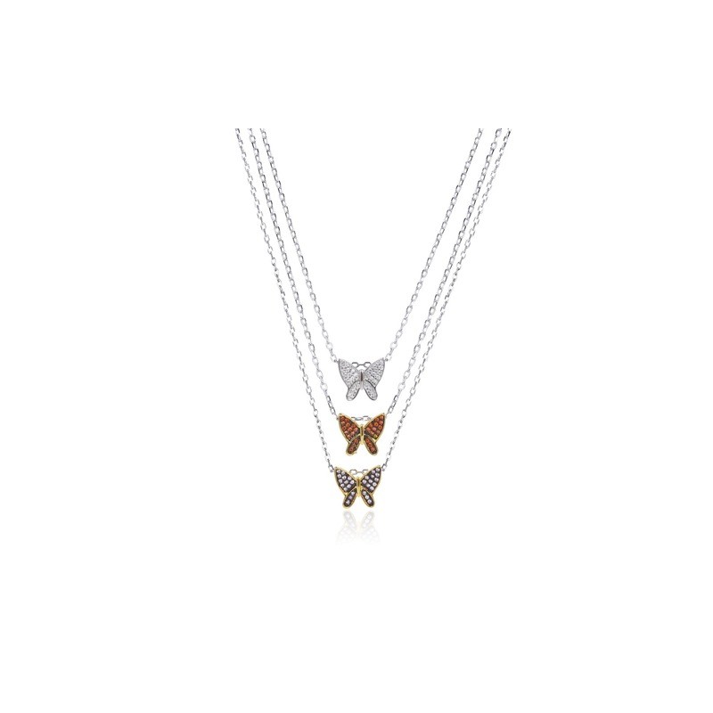 Collana donna a tre fili con farfalle Trova Gioielli 7299-C