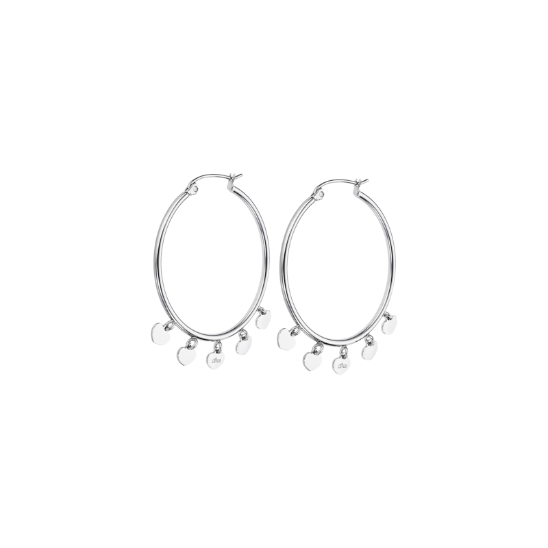 Orecchini in acciaio a cerchio con cuori Lotus Style LS2178/4/1