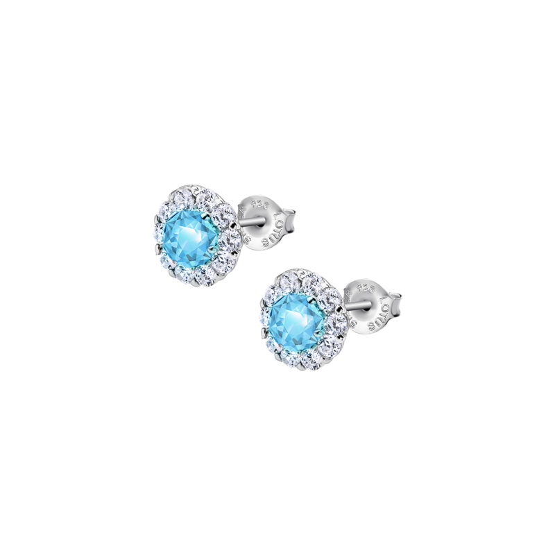 Orecchini a lobo in argento con zircone celeste Lotus Silver LP1290-4/5