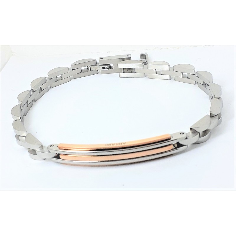 Bracciale Uomo ARKANO BAC44R In Acciaio Con Piastra Centrale Rosé