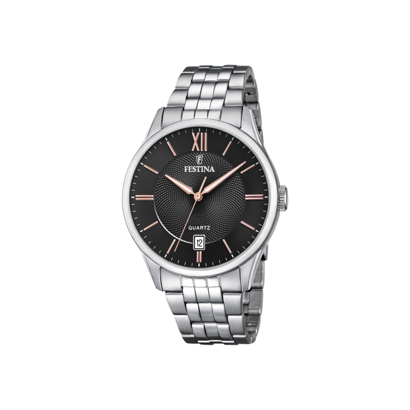 Orologio Uomo Classico Festina F20425/6 Con Quadrante Nero E Cinturino Acciaio