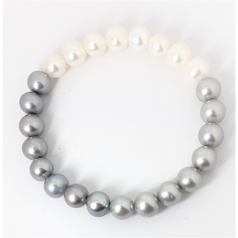 Bracciale donna elastico in perle bianche e grigie MIKIKO MB0190P0FC99089