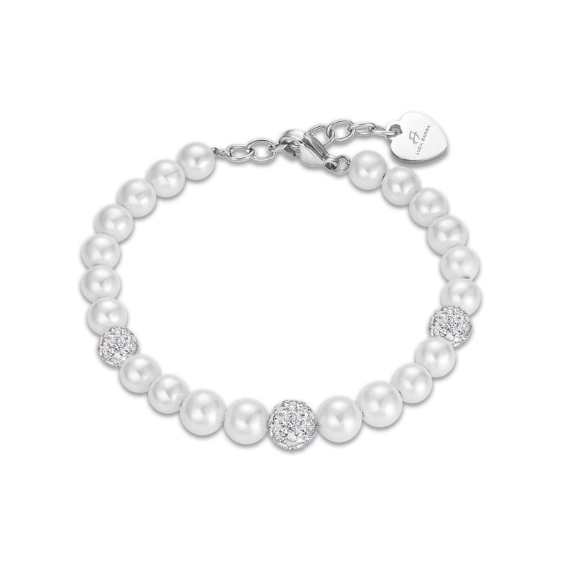 Bracciale Donna Luca Barra BK2096 In Acciaio Perle E 3 Sfere In Resina