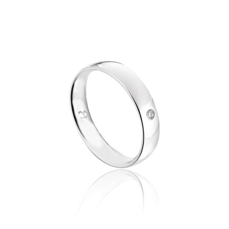 Anello in acciaio a fascia tipo fede con strass bianco Luca Barra AN105.19