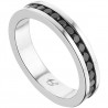 Anello in acciaio a fascia con pietre nere Luca Barra AN115.11
