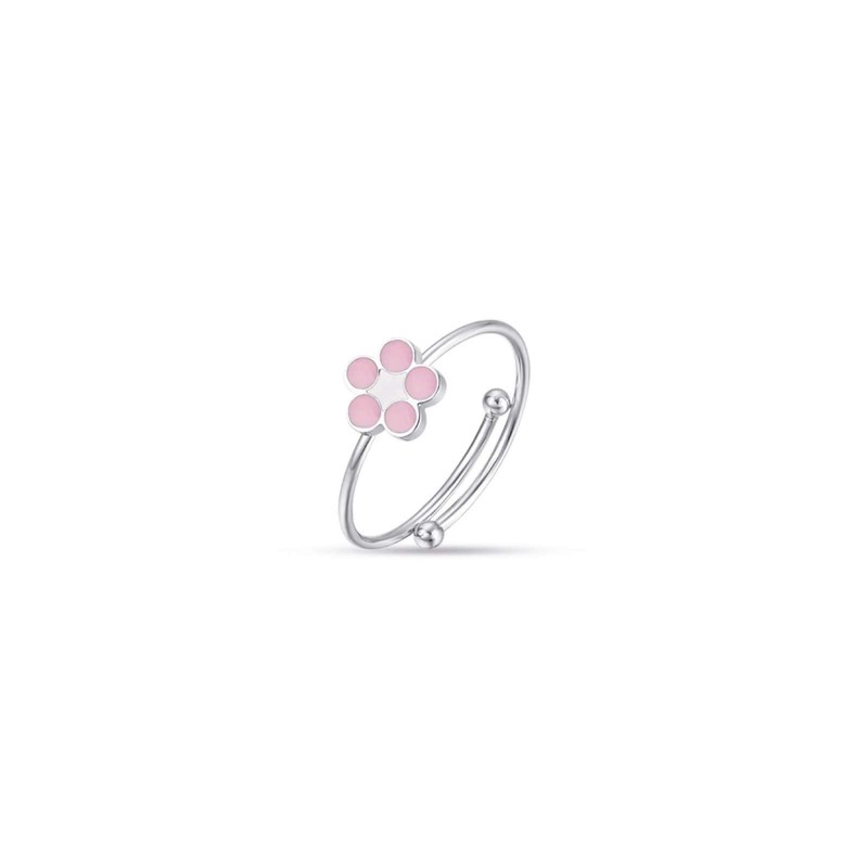 Anello Bimba Luca Barra in acciaio con fiore smaltato JA102