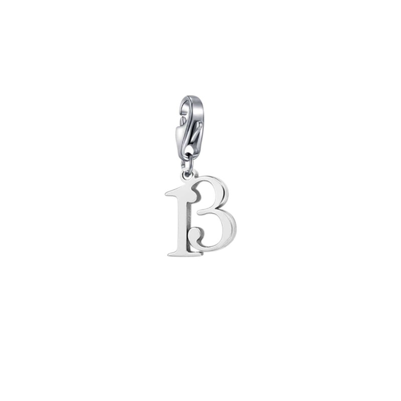Charm in acciaio a forma di 13 Luca Barra CH212