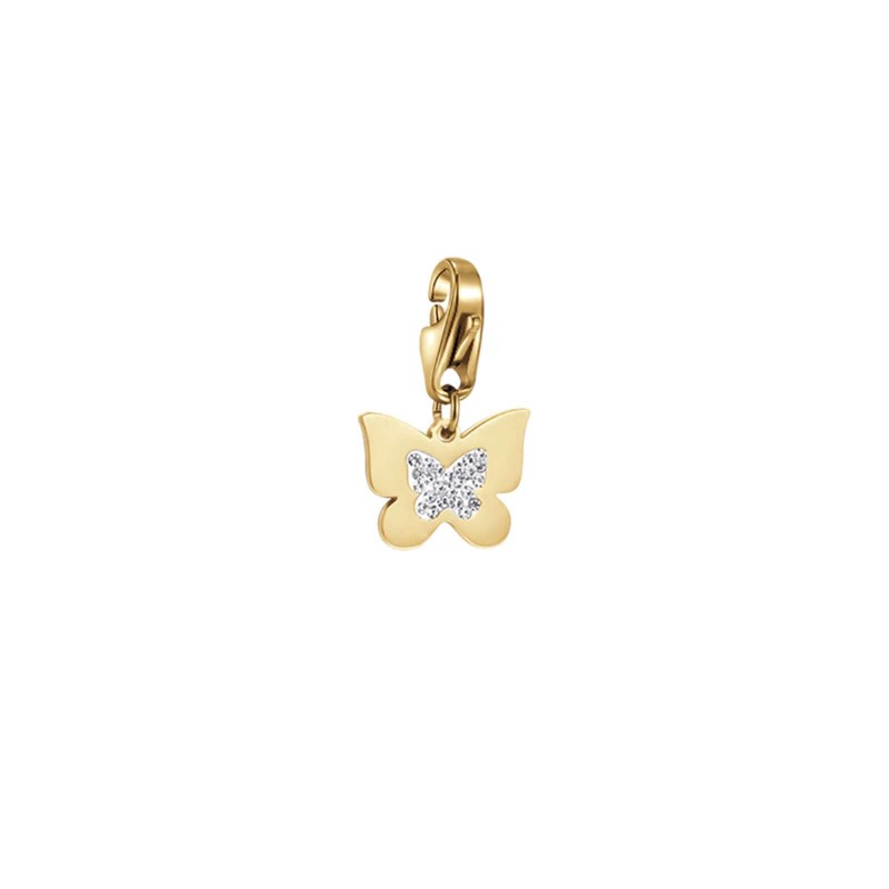 Charm in acciaio dorato a forma di farfalla Luca Barra CH207