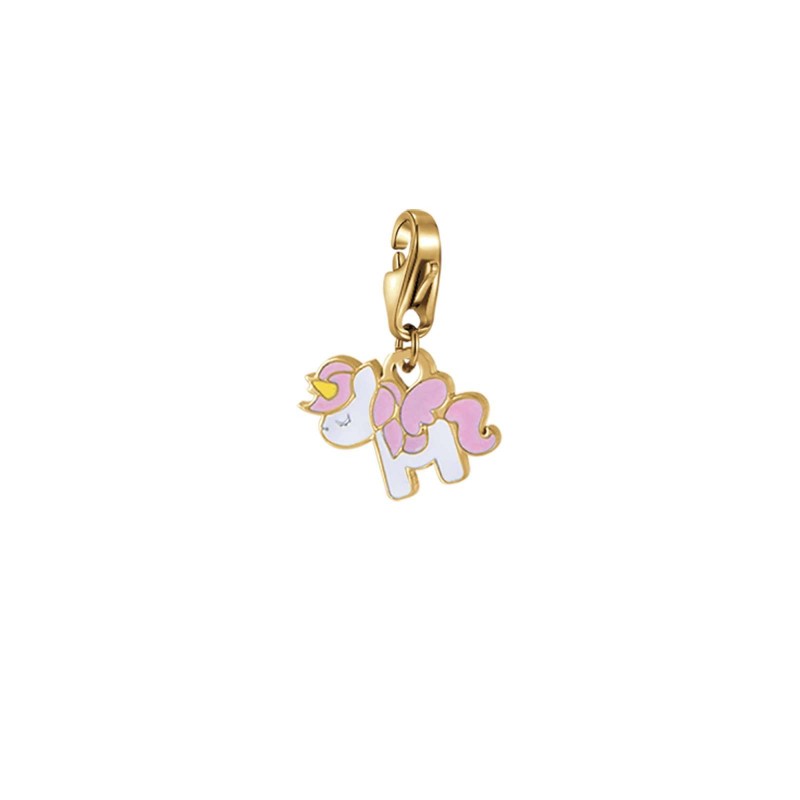 Charm in acciaio dorato a forma di unicorno Luca Barra CH220