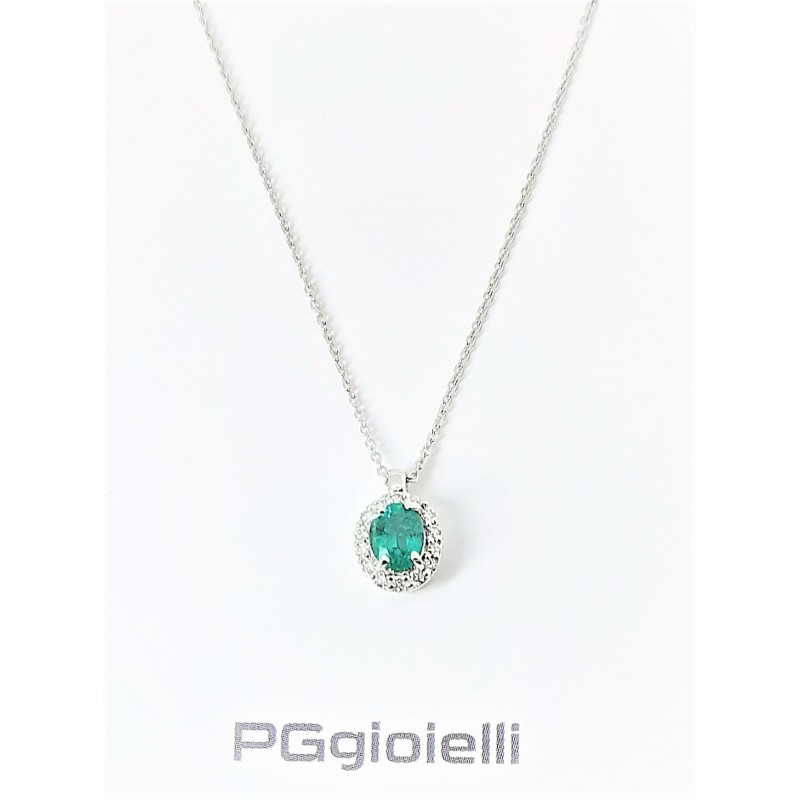 Collana donna in oro bianco con smeraldo e diamanti CIOHARMONY/2S