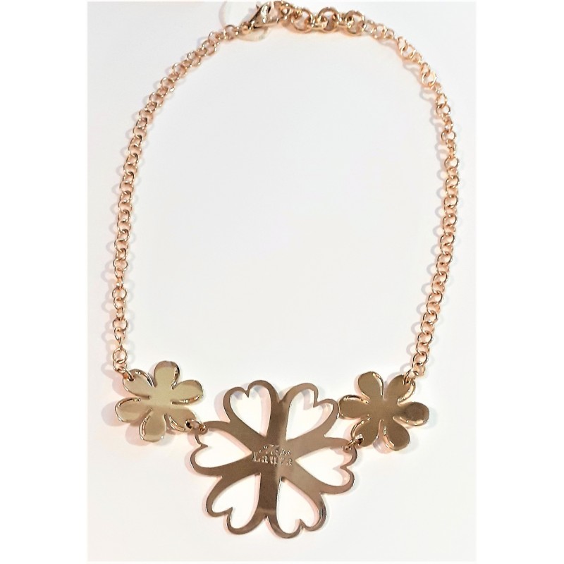 Collana donna in bronzo dorato con centrale fiori Miss Laura ML11