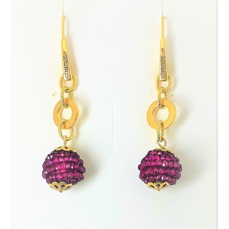Orecchini pendenti in bronzo dorato con cristalli vinaccia Chance Jewels OR5