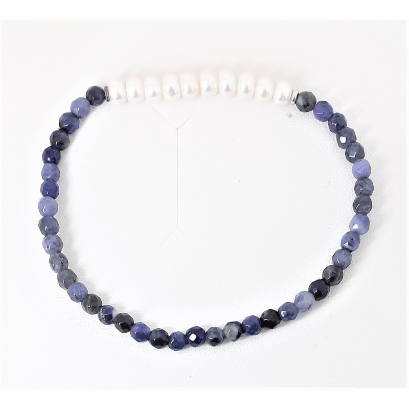 Bracciale donna elastico con pietre blu e perle MIKIKO MB7353A4BLU0000