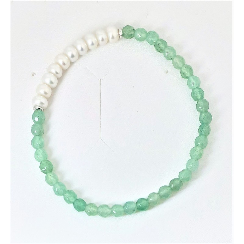 Bracciale donna elastico con pietre verdi e perle MIKIKO MB7353A4VERDE00