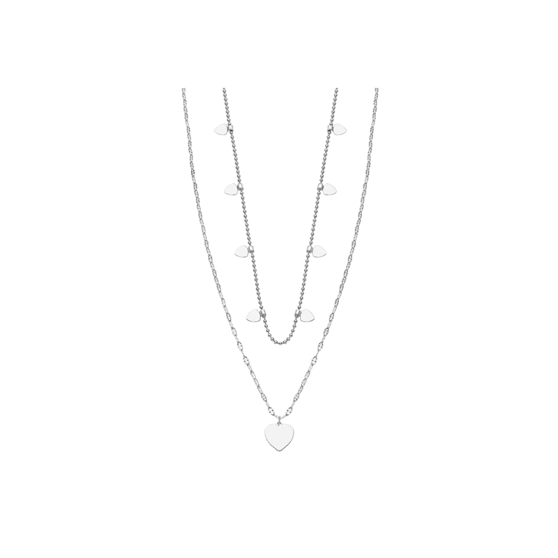 Collana Donna Lotus Style LS2236/1/1 In Acciaio Doppio Filo Con Cuori