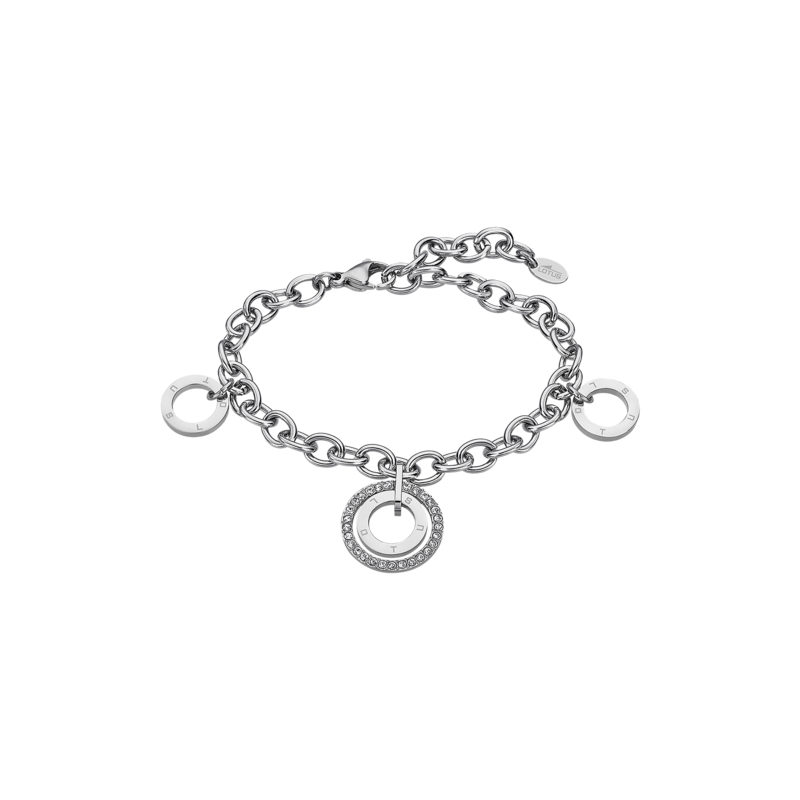 Bracciale Donna Lotus Style LS2090/2/1 In Acciaio Con Pendente Cerchi Con Strass