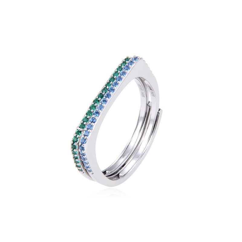 Anello donna sdoppiato con pietre verdi e blu Trova Gioielli 7361-C4