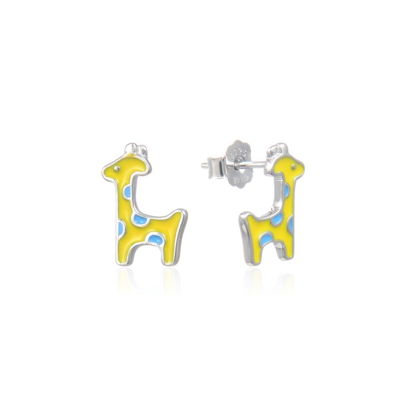 Orecchini bimba a forma di giraffa con smalto giallo Trova Gioielli 6489-GI