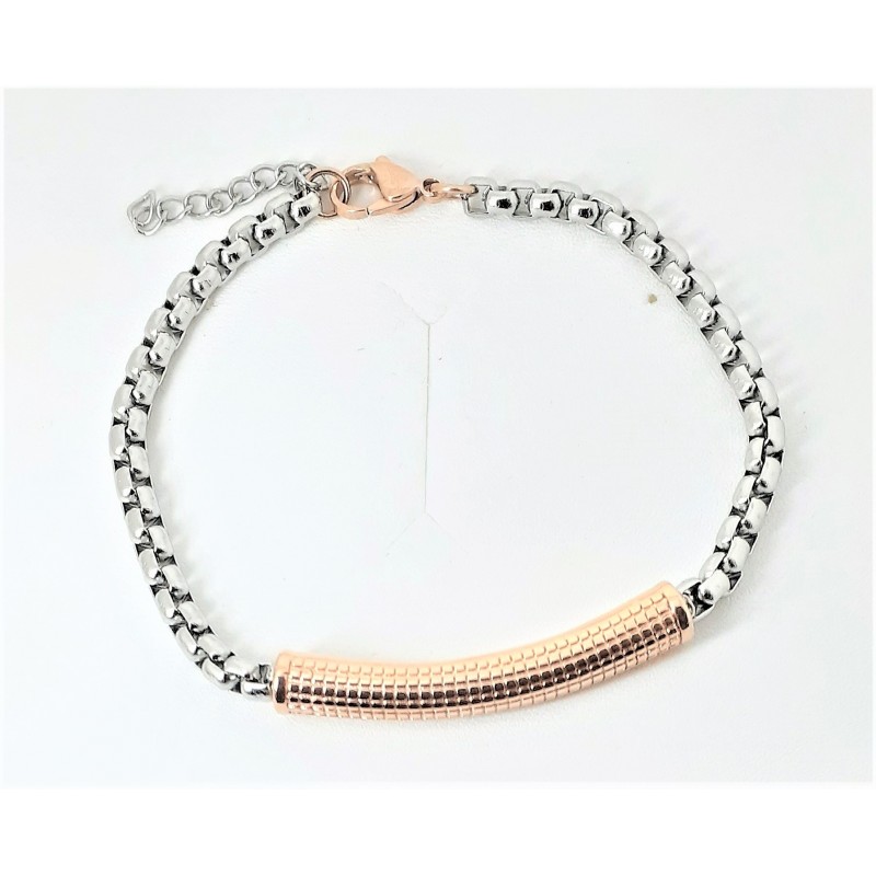 Bracciale uomo in acciaio con centrale rosè Ananda Steel and Co AXBR02 R