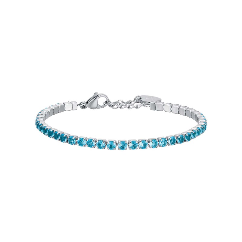 Bracciale Donna Luca Barra BK2271 Tipo Tennis Con Zirconi Celesti 3 mm