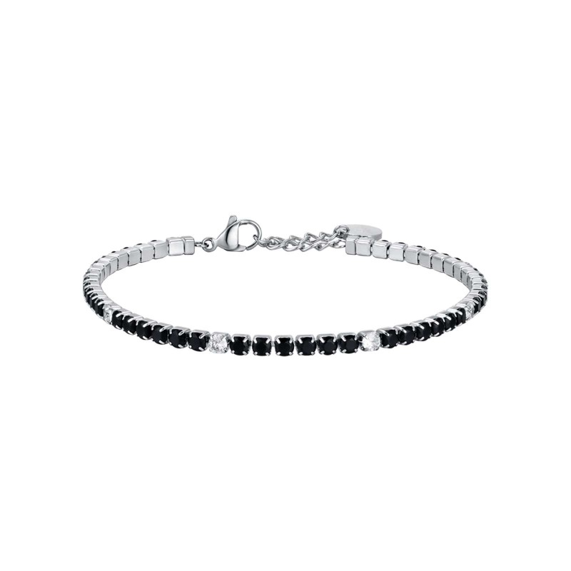 Bracciale Tennis Uomo Luca Barra BA1365 Con Zirconi Neri E Bianchi