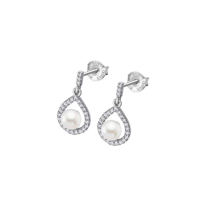 Orecchini Donna Lotus Silver LP3198-4/1 In Argento Pendenti Con Perla