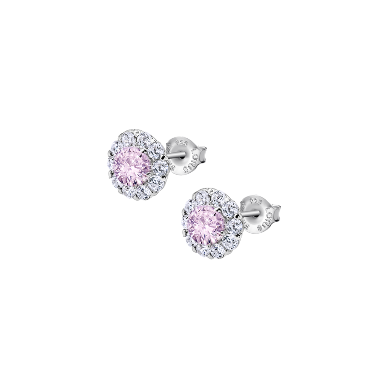 Orecchini Donna Lotus Silver LP1290-4/3 Tipo Punto Luce Con Pietra Rosa