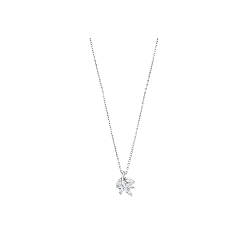 Collana Donna Lotus Silver LP3086-1/1 in Argento Con Pendente Foglia E Zirconi