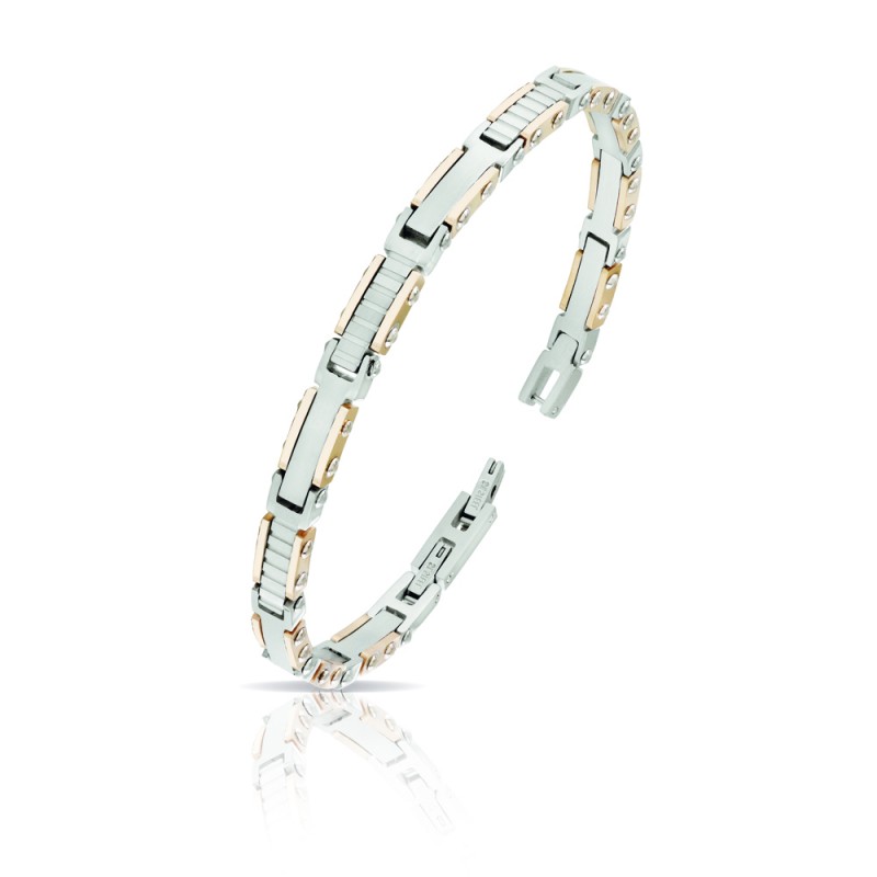 Bracciale uomo in acciaio con particolari rosè ARKANO BAC114R