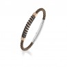 Bracciale uomo in cuoio marrone e acciaio ARKANO BRP002NM