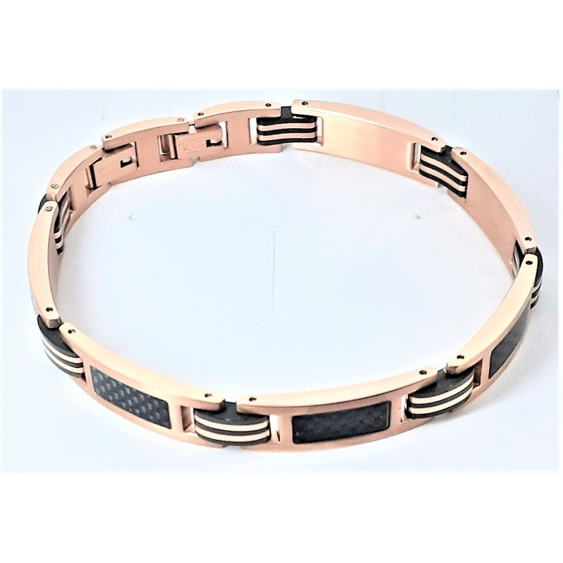 Bracciale Uomo ARKANO BAC100RN In Acciaio IP rosé Con fibra Di Carbonio
