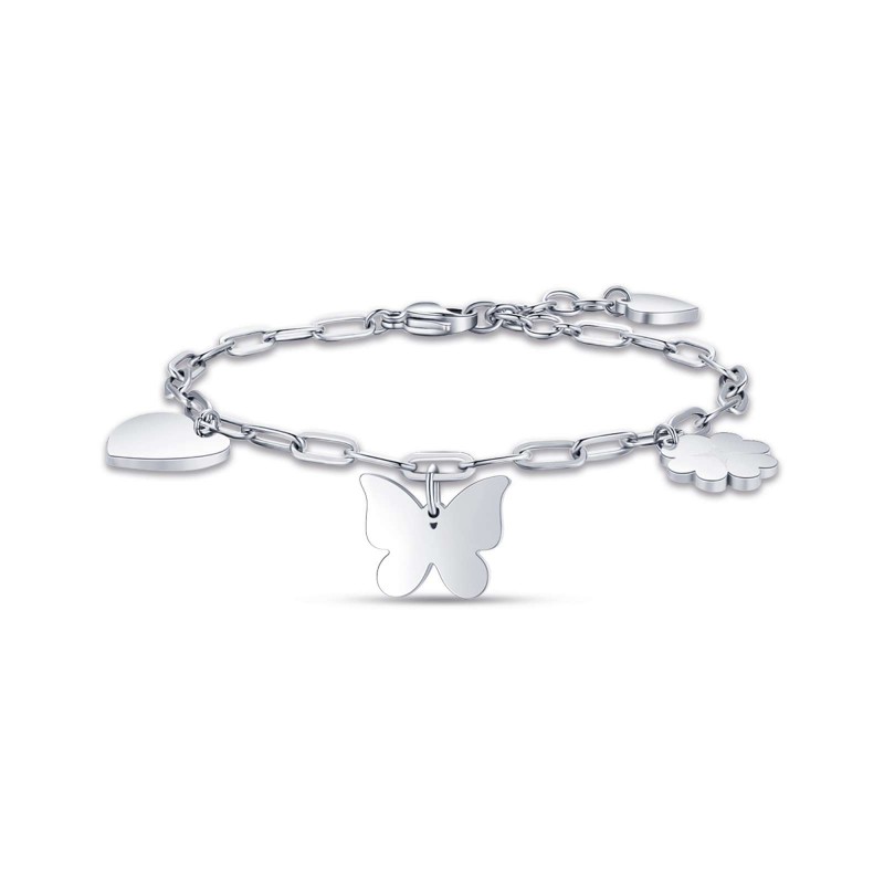 Bracciale Donna Luca Barra In Acciaio Con Cuore, Farfalla E Stella BK2145