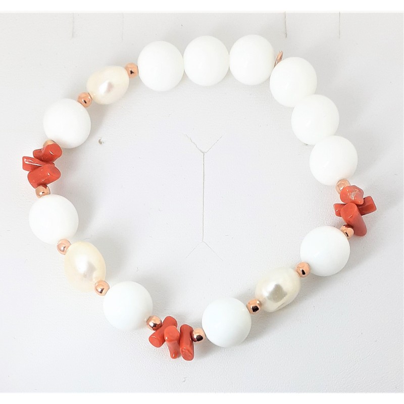 Bracciale donna elastico con perle agata e corallo MIKIKO MB7445A3AGCORALLO